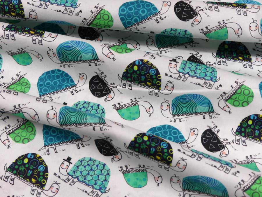 Patchworkstoff Frogtastic Schildkröten petrol türkis
